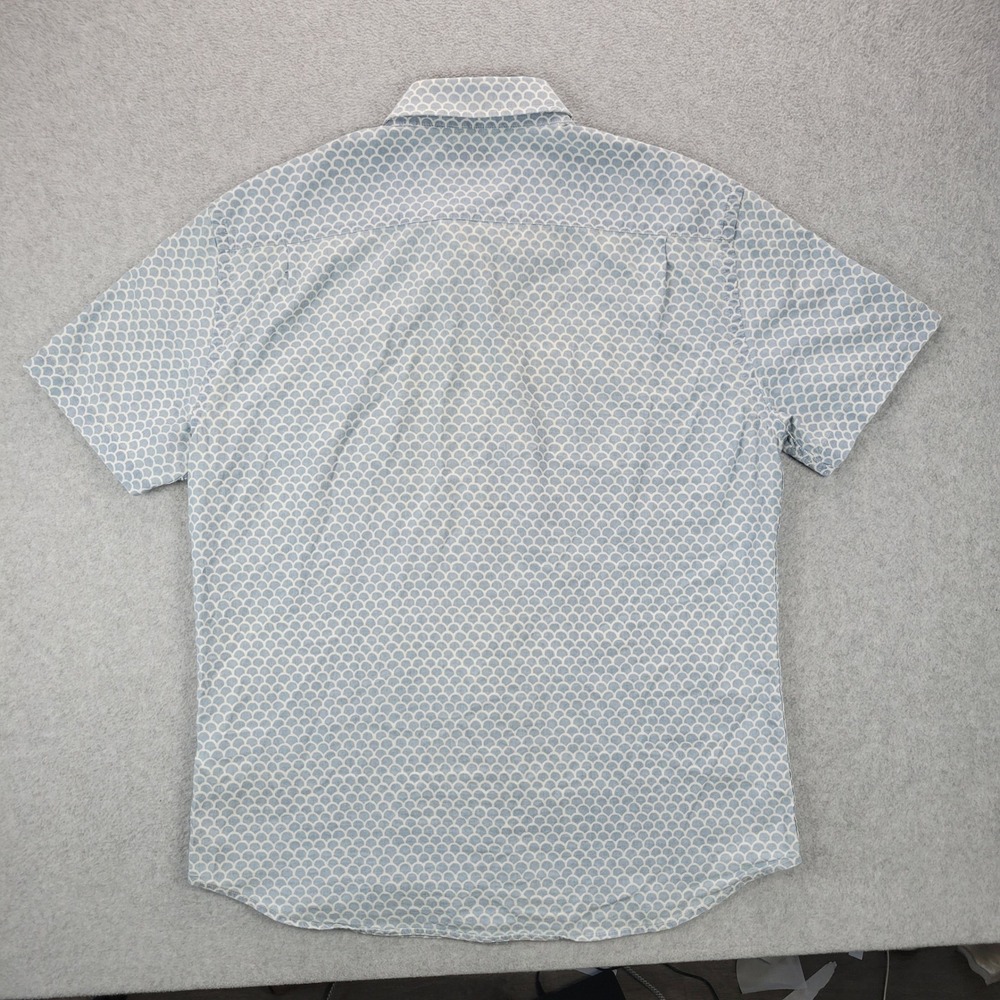 Faherty Playa Button Down Shirt Mens M Blue Scallop Indigo Dyed Short Sleeve - Picture 10 of 11